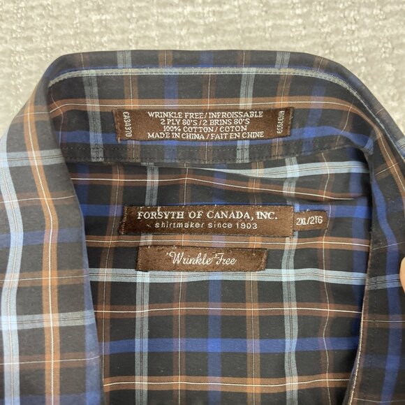 Lot of x2 Forsyth of Canada Dress Shirts Wrinkle Free Lined / Plaid Men Sz 2XL - Picture 11 of 16